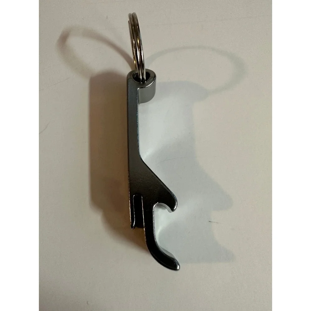 Puerto Rico Flag Bottle Opener Keychain Silver Tone Metal Souvenir Key Ring